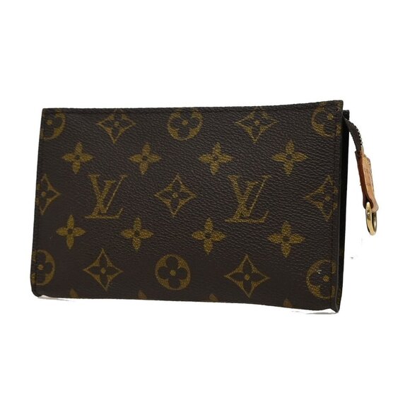 LOUIS VUITTON Logo BUCKET PM Pouch Bag Monogram Leather Brown - Picture 3 of 16